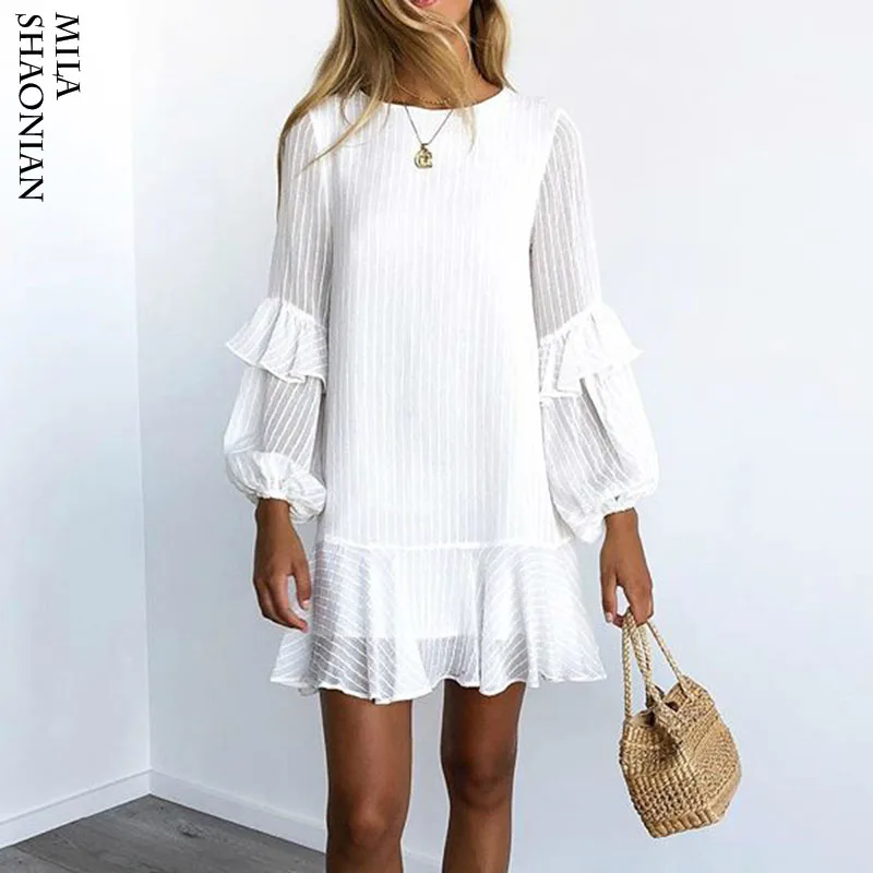 2019 летнее пляжное Белое платье миди женское свободное Элегантное короткое с