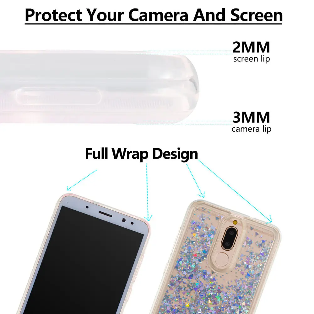 Зыбучий песок чехол для телефона Huawei Mate 10 Lite Dynamic Liquid Love Heart мягкая задняя крышка