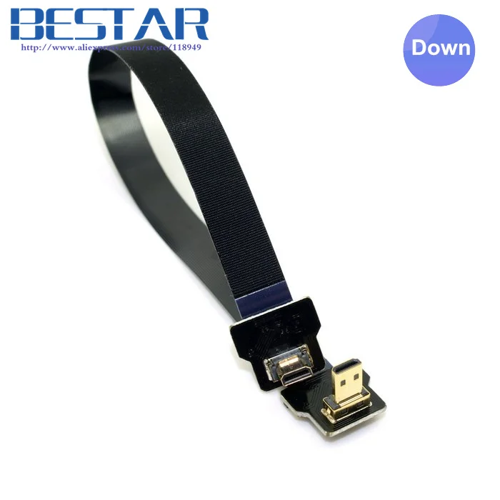 Угловой плоский кабель FPV Micro HDMI D типа FPC 10 см 20 30 50 80 100 1 фута 2 для Gopro HERO 4 3 SJCAM SJ5000