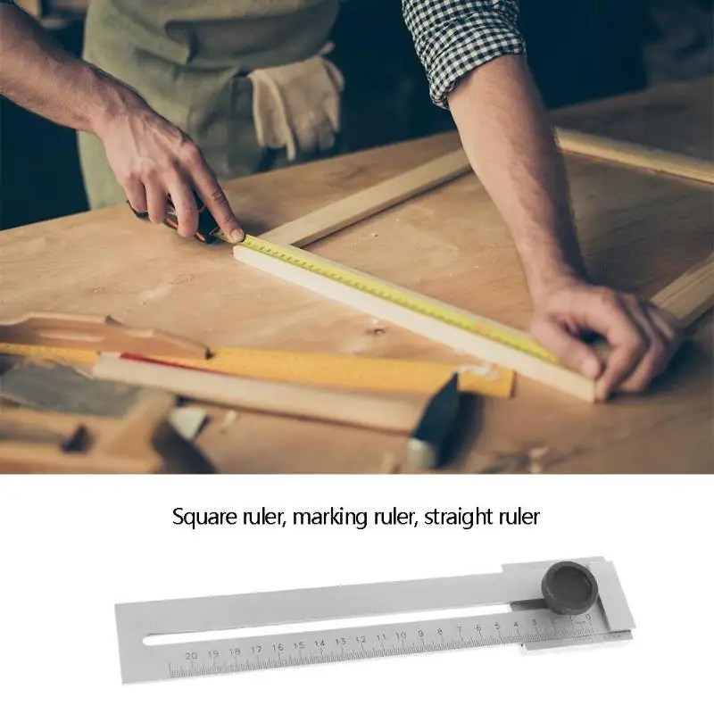 Нержавеющая сталь квадратная линейка маркировочный Калибр DIY Деревообработка измерительный инструмент 0,1 мм Точность 200/250/300 мм маркировочный Калибр