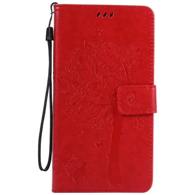 Leather Case For Huawei Ascend Mate 8 Дерево Cat Pattern Флип PU бумажник Кожа + Кремния С Гнездами Для