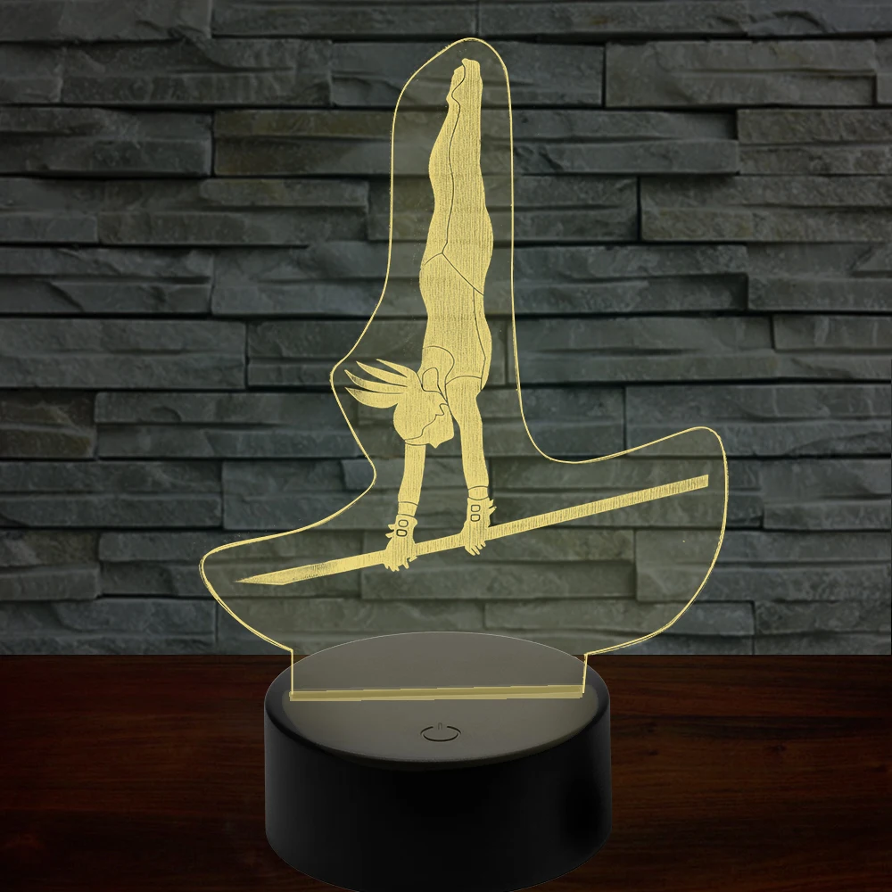 

Women's Single Pole Gymnastics 3D Table Lamp 7 Color Change Baby Night Light Illusion Bulbing Night Lamp Gift Drop Shipping
