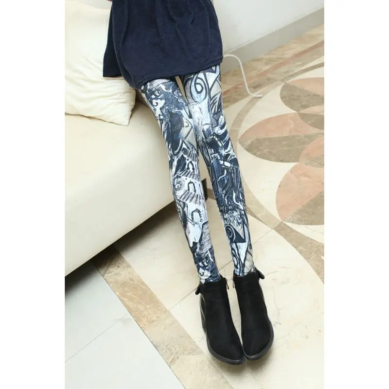 Женские модные новые легинсы для танцев весенне-осенние брюки с граффити девочек