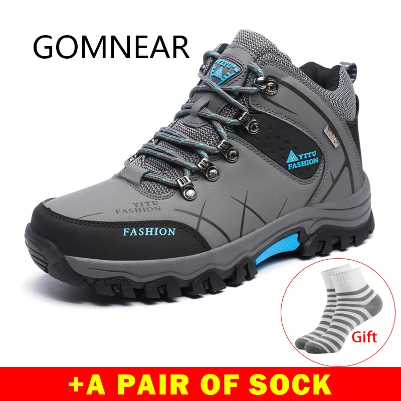 GOMNEAR Outdoor Hiking Shoes Trekking Non-Slip Man Sneakers Sport Hunting Hiking Boots Men Waterproof Shoes Mountain Climbing