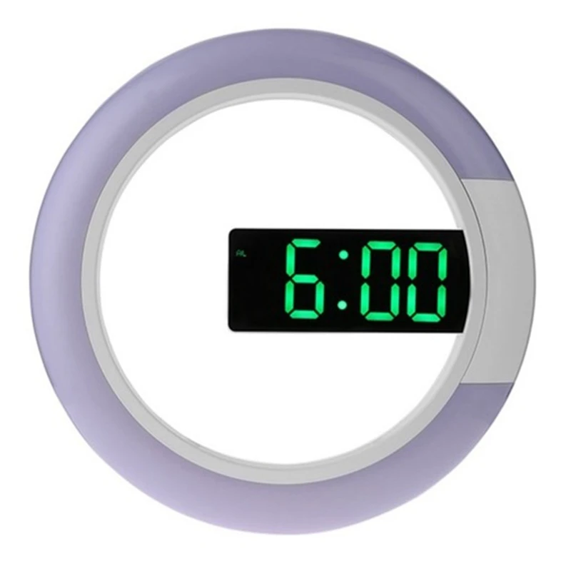 Led Mirror Hollow Wall Clocks Home Decor Multi-Function Alarm Temperature Ring Light Digital Wall Clock