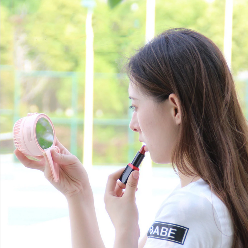 Подарок легкий летний Природный путешествия USB вентилятор макияж зеркало офис