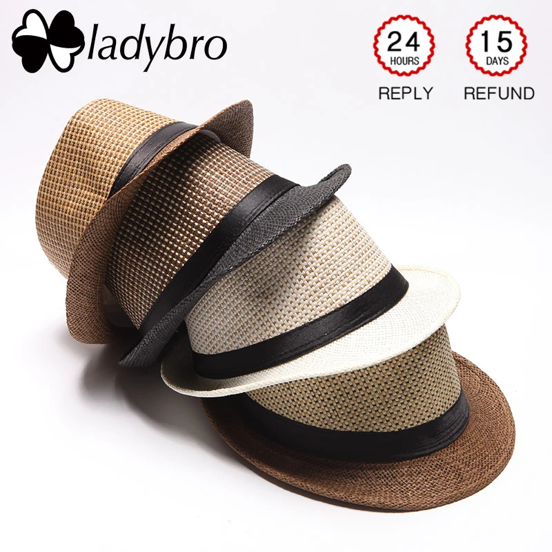 Ladybro брендовая мужская повседневная шляпа, Панама для защиты от солнца для отдыха мужская пляжная шляпа летняя модная соломенная шляпа котелок для мужчин Джаз Fedora Козырек Кепка