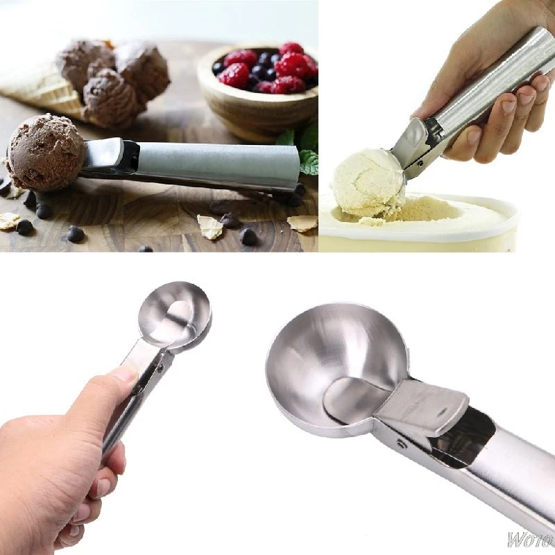 1PCS Stainless Steel Ice Cream Scoop with Trigger Fruit Spoon Dipper Kitchen Tool-W110 | Дом и сад