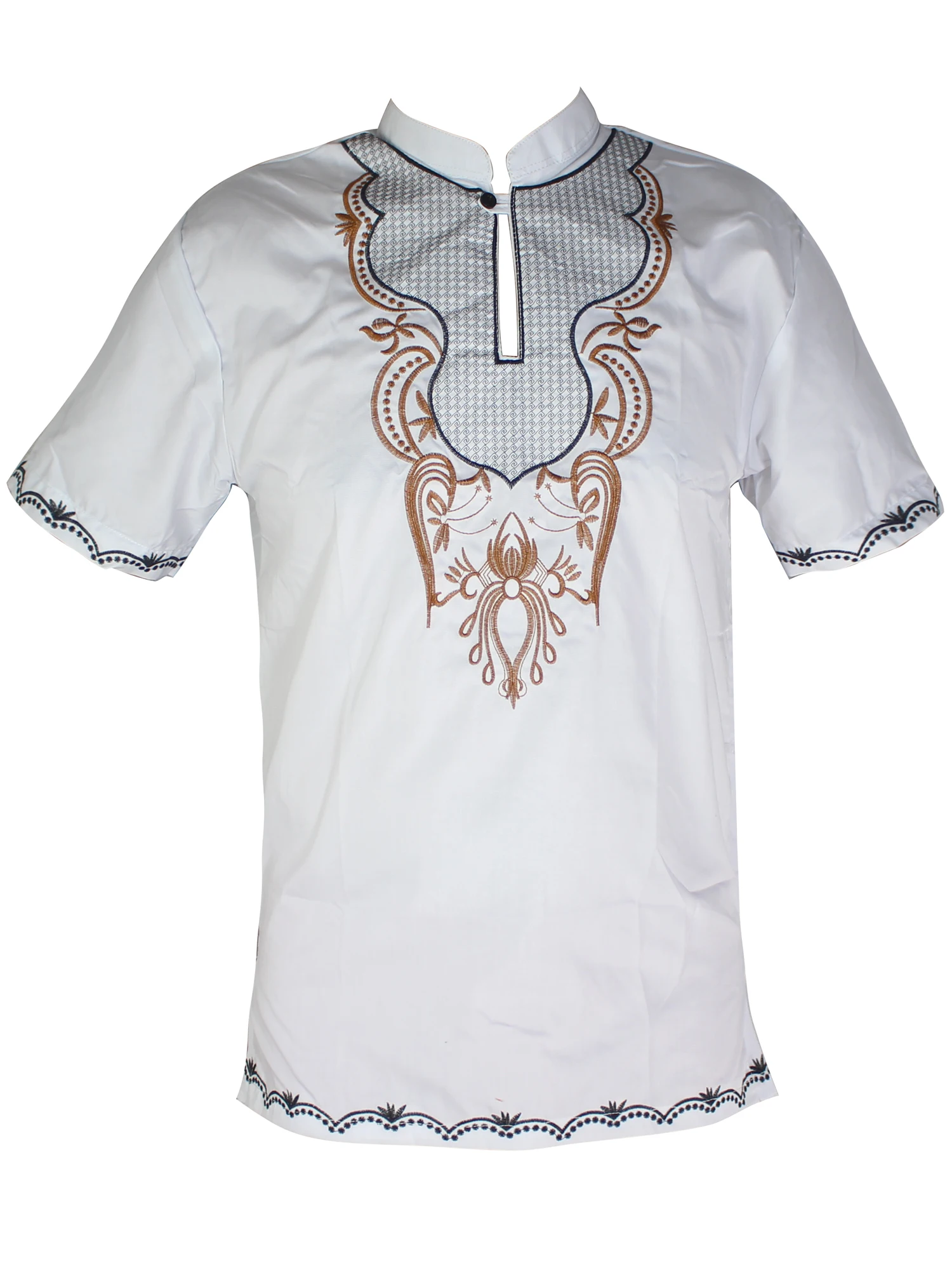 Africa Ethnic Embroidery Short Tunic Dashiki Tops Mens Wedding Wearing Attire | Тематическая одежда и униформа