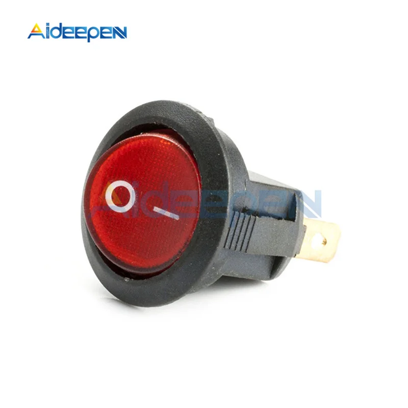 AC 250V 6A 125V 10A Mini 3 Pin Светодиодный светильник выключатель автомобиля Лодка Круглый Рокер ON/выкл кнопка переключения переключатель синего, желтого, красного, зеленого и черного цвета для девочек