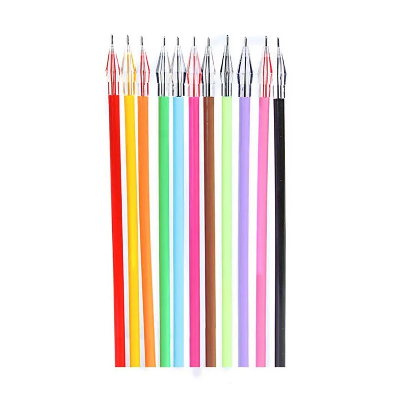 

12pieces/lots=1Sets 12 Colour Diamonds Head Candy Gel Pen Refill Neutral Pen Core Students Stationery For Office 0.5mm