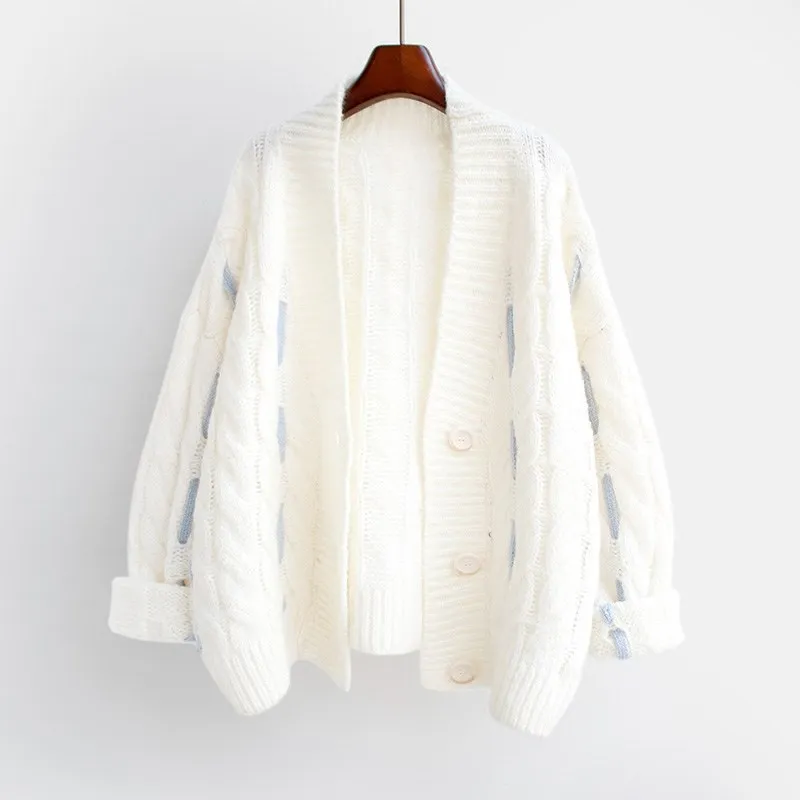 2019 Women New Autumn Winter Knitted Sweater Cardigan Female Jacket Loose V Neck Coat |