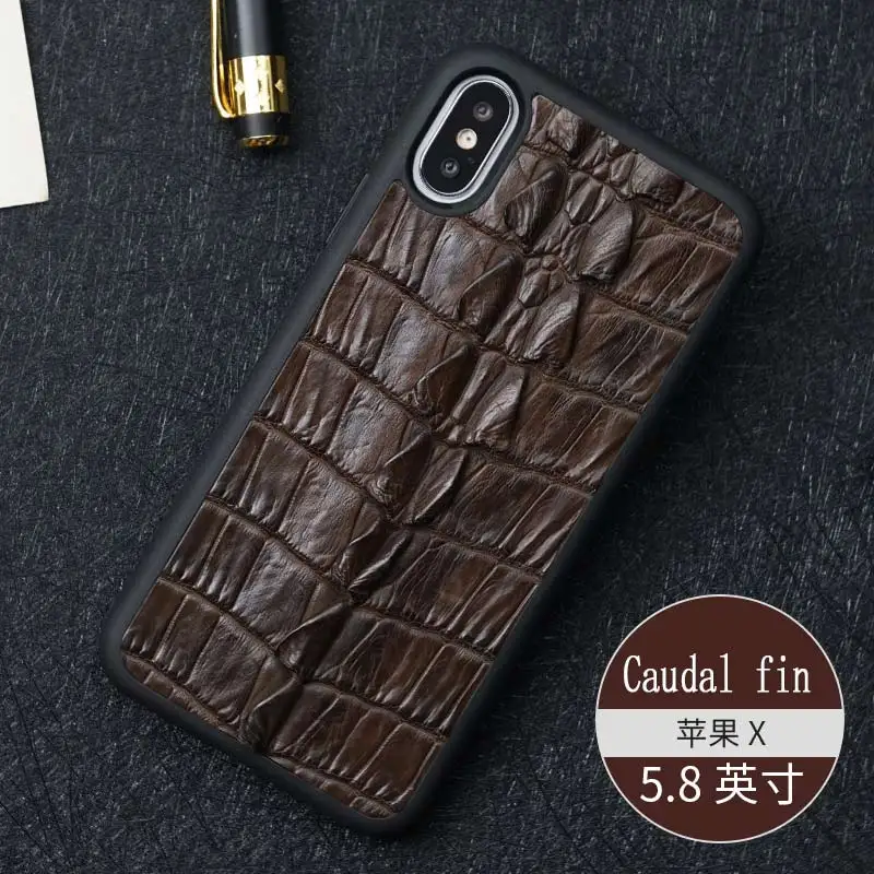 brown LANGSIDI натуральная крокодиловая кожа чехол для телефона для iphone 11 XS XSMax XR 6 7 8 8 plus все включено Мягкий защитный чехол - Цвет: brown