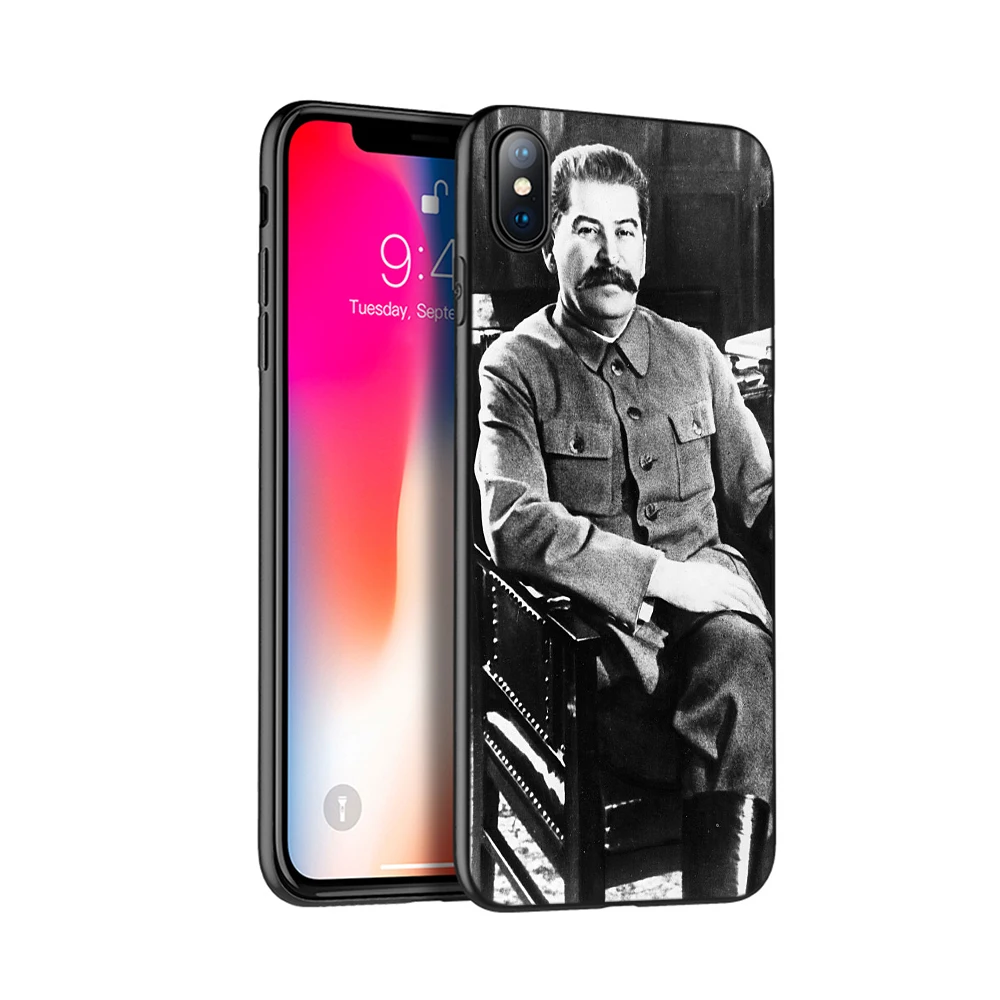 Black tpu case for iphone 5 5s SE 2020 6 6s 7 8 plus x 10 XR XS 11 pro Max case silicone cover Russian Stalin Ussr