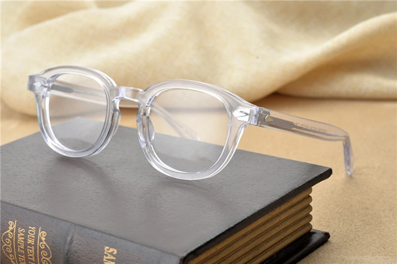 Круглые ацетатные очки в винтажном ретро стиле с изображением Джони Депп, Прозрачная Оптическая оправа для близорукости, очки для мужчин и женщин, оптическая оправа по рецепту