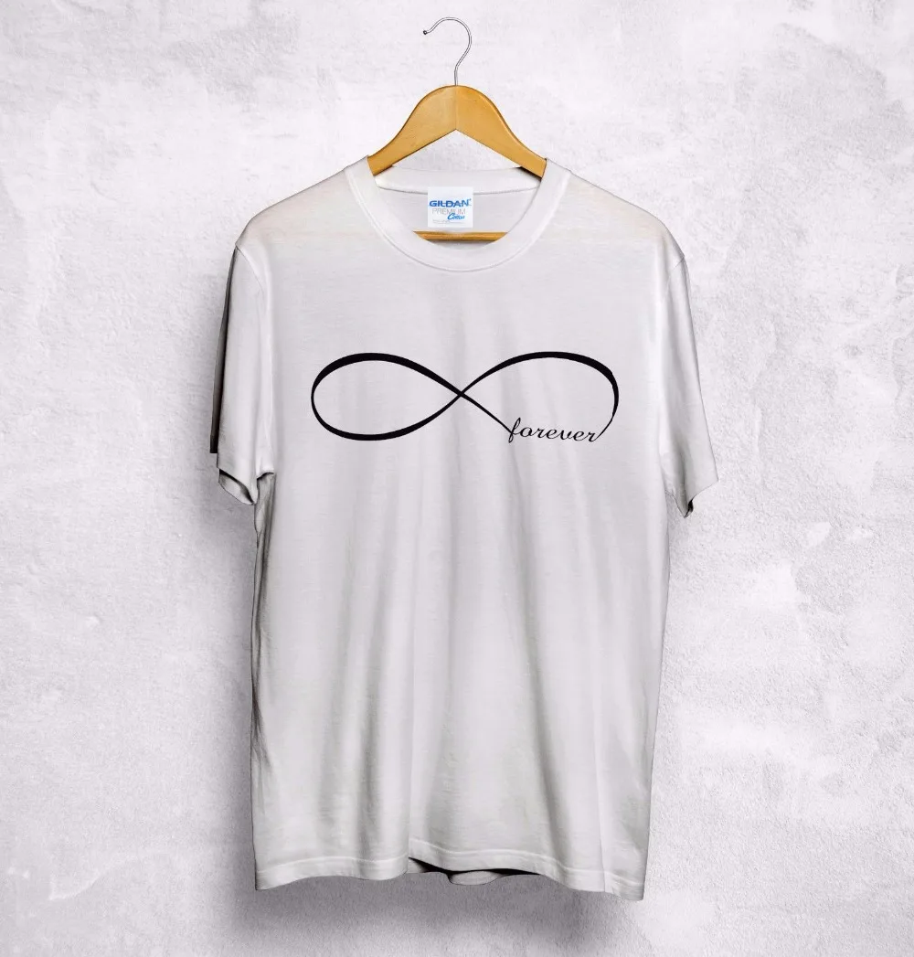 Летняя хлопковая Качественная мужская футболка с круглым вырезом Love Forever Infinity