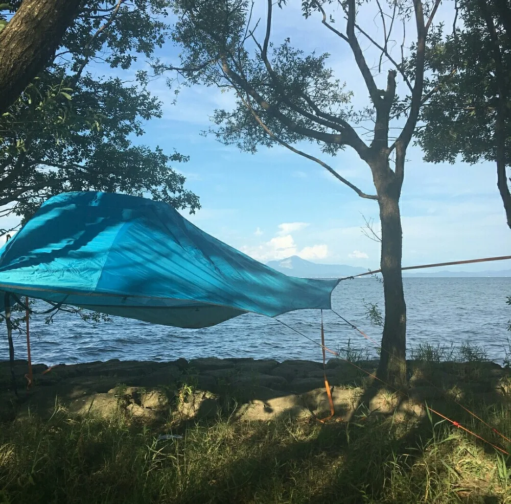 Online Einzigen Hängenden Zelt Dreieck Suspension Zelt Selbst Hängematte Zelt Camping Baum Zelt Wandern Outdoor Rally Bett Doppel Layer Regen