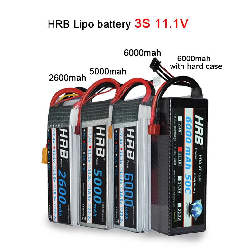 HRB Lipo 3S 4S 11 1 V 14 8 5000mah 2S 6S 7 4 22 2 батарея 2200mah 2600mah 3300mah T для TRAXXAS 1:10 RC Car FPV Boat | Игрушки и