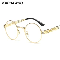 kachawoo vintage retro glasses men gold metal frame clear lens nerd round eyeglasses frame women decoration 2018 ochelari femei