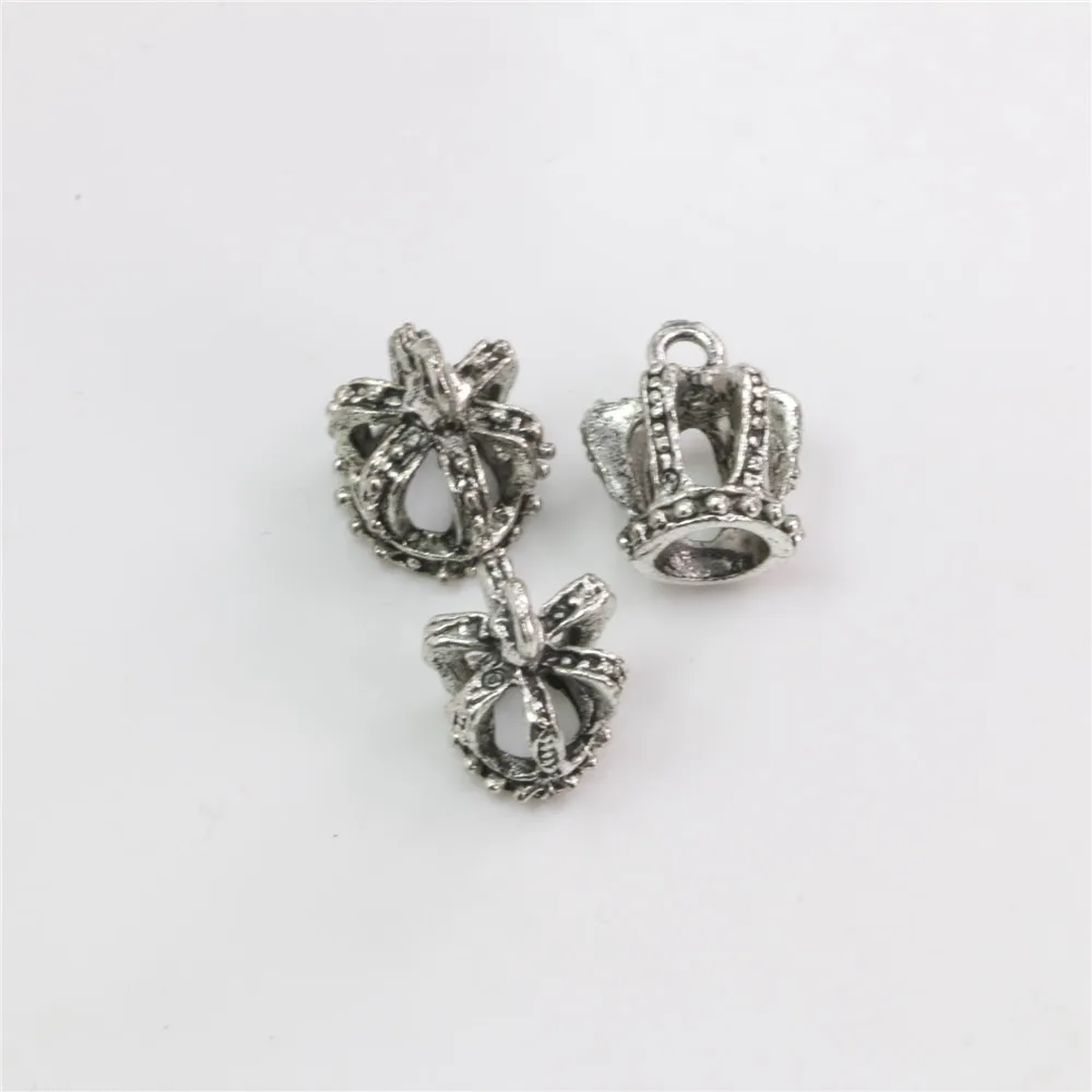 Набор из 10 мини очаровательных подвесных подвесок в форме короны 15x13 мм ожерелье