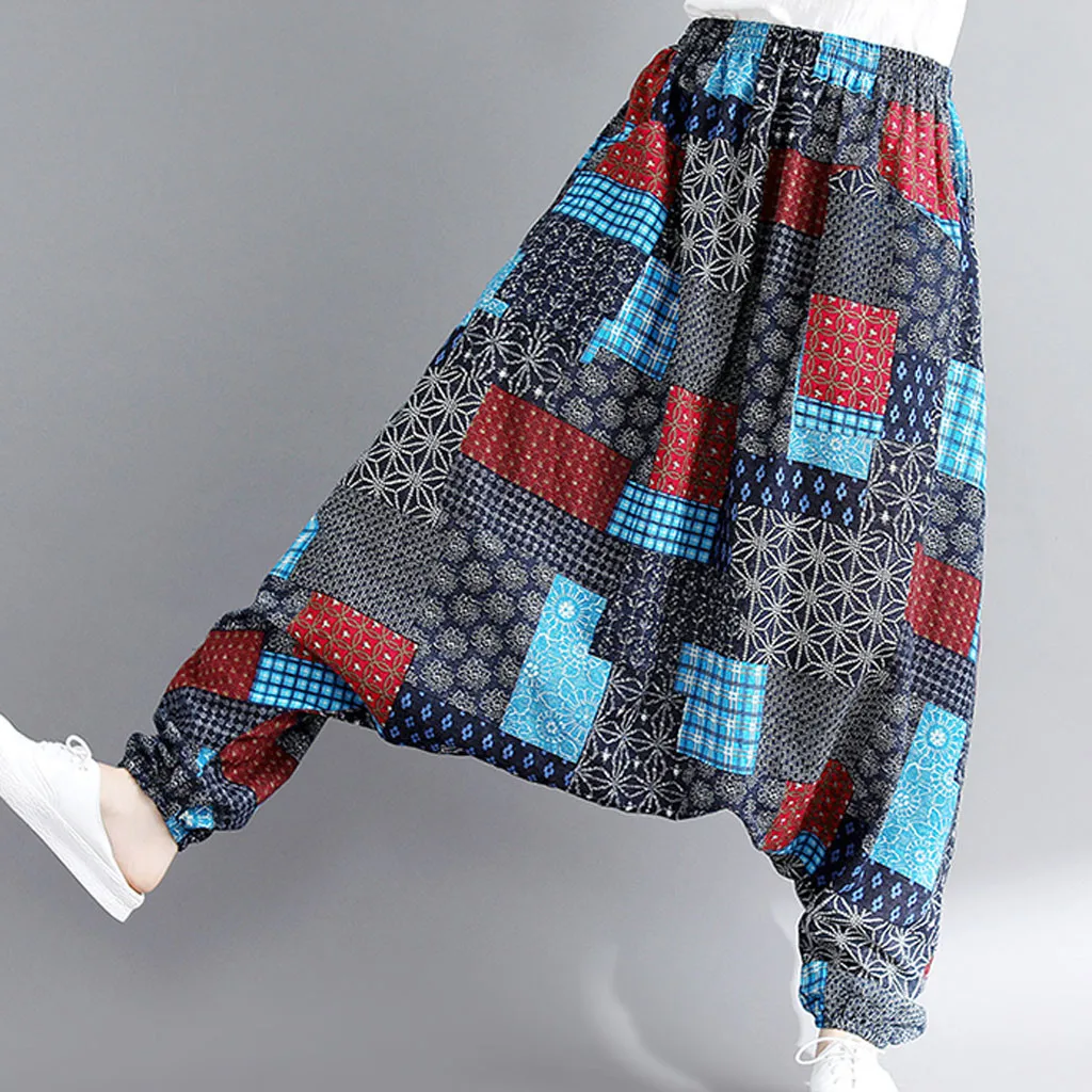Womail, женские брюки, летняя мода, Boho, хиппи, для девушек, с принтом, свободные штаны, мешковатые брюки, высокая талия, длинные штаны, пляжные,, M531