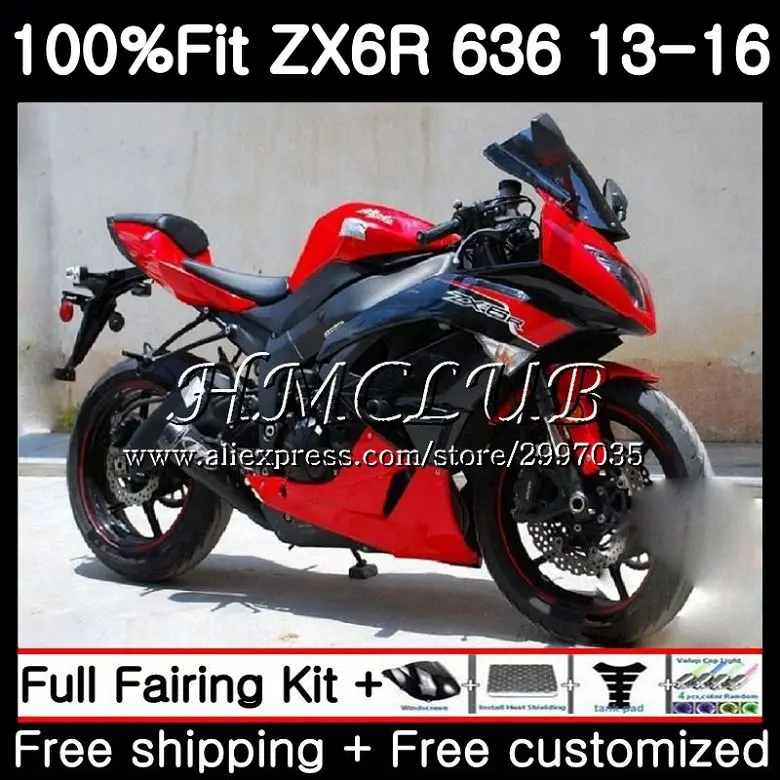 

Injection For KAWASAKI NINJA ZX-636 ZX-6R Factory red 2013 2014 2015 2016 52HC.18 ZX 636 600CC ZX 6R ZX6R 13 14 15 16 Fairings