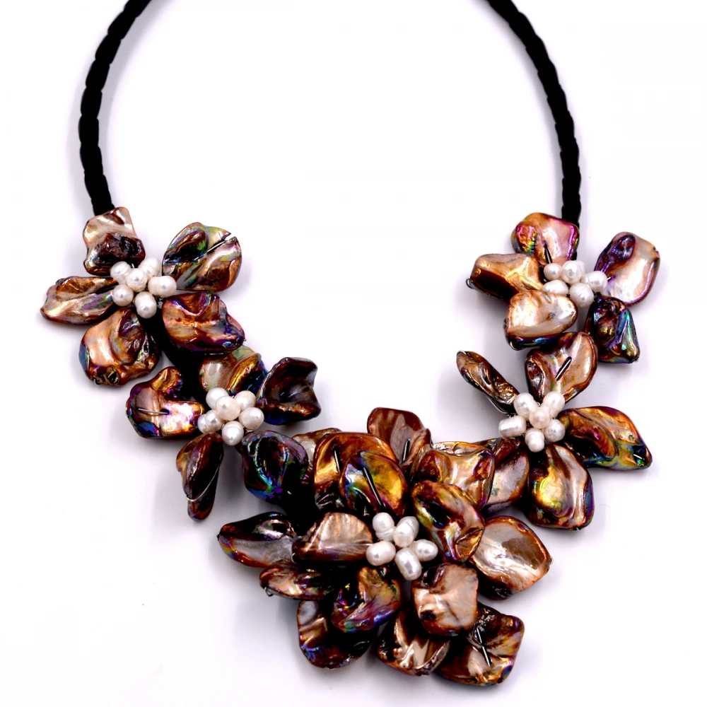 2017 Женская белая жемчужина коричневая барокко перламутровая 5 ракушек цветы