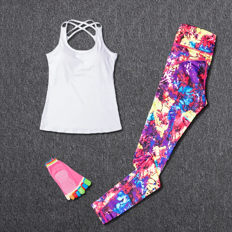 Костюм для занятия йогой женщин Спортивная одежда фитнеса женская спортивная