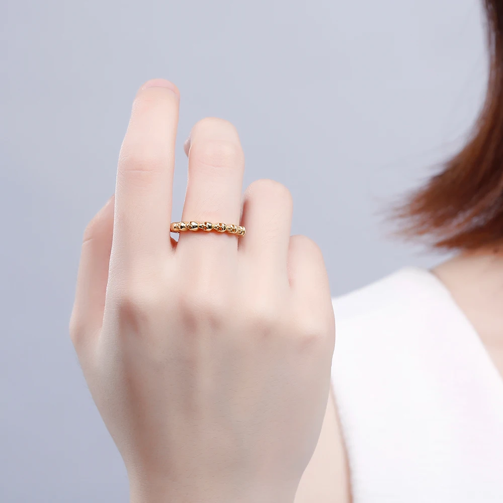 EVBEA желтое золото тон Череп Кольца для мужчин рок панк унисекс кристалл золотой