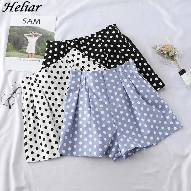 HELIAR 2019 весенние шорты в Корейском стиле повседневные горошек с высокой талией