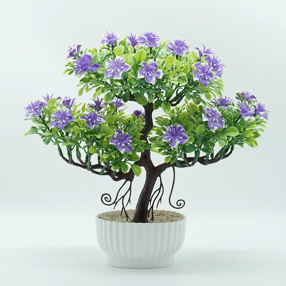 1Pc Artificial Flower Tree Potted Bonsai Home Office Garden Desktop Party Decor