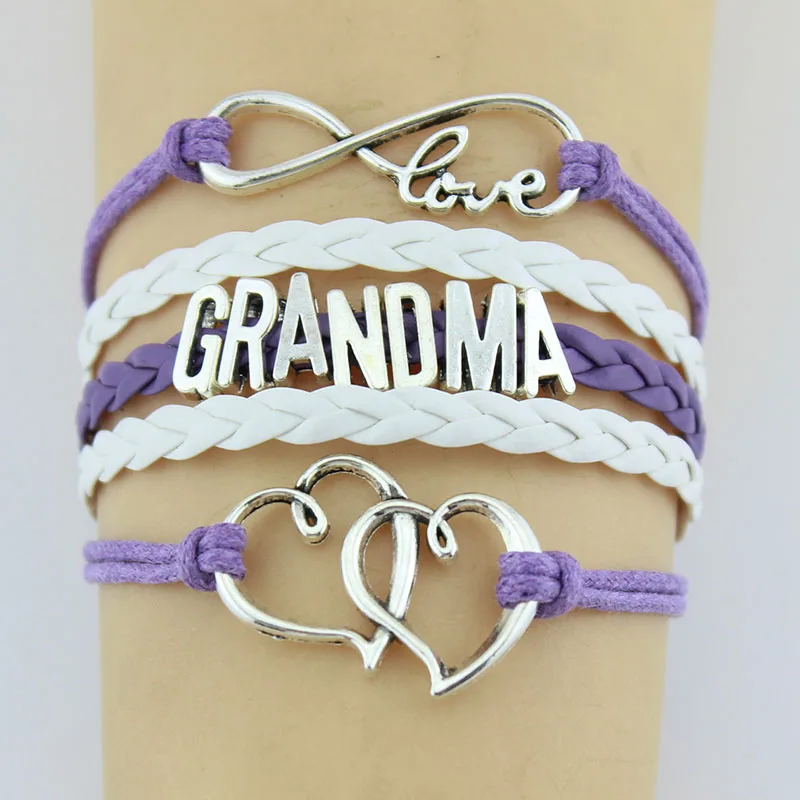 10 шт./лот очаровательный кожаный браслет ручной работы со словами &quotLove grandma&quot