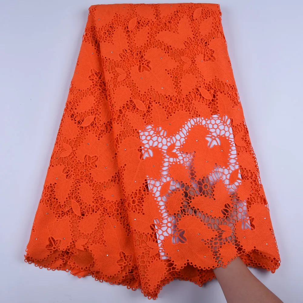 

African Cord Lace Fabrics 5 Yards Nigerian Lace With Stones High Quality Embroidery Guipure Lace Fabric For Wedding Dress A1668