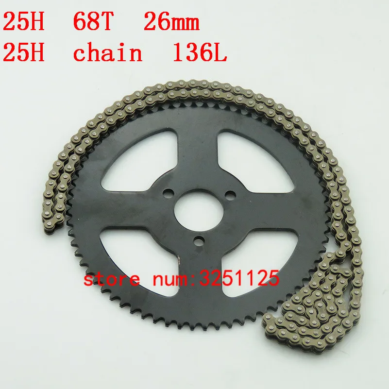 

25H 136L links Chain Spare Master Link with 68T tooth rear sprocket For 47cc 49cc Mini Dirt ATV Motor Pocket Bike Motocross