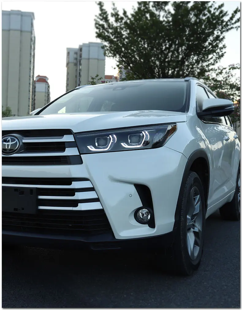 Набор для автостайлинга для фары Toyota highlander Kluger highlander все светодиодный светодиодные дневные ходовые огни на передних фарах динамический сигнал поворота