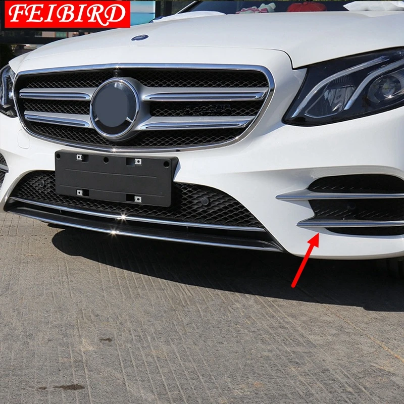 For Mercedes Benz E-Class W213 E260 E300 Sport 2017 2018 ABS Front Fog Light Lamp Eyelid Frame Cover Trim Bright Silver | Автомобили и