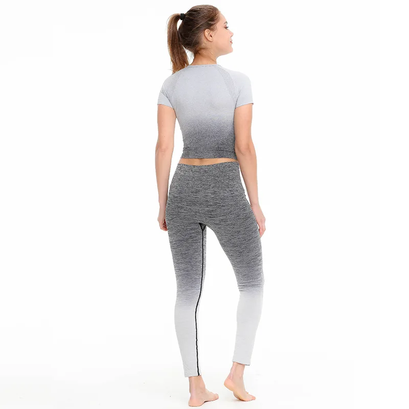 Лидер продаж Женский комплект для йоги одежда спортзала бесшовные укороченные
