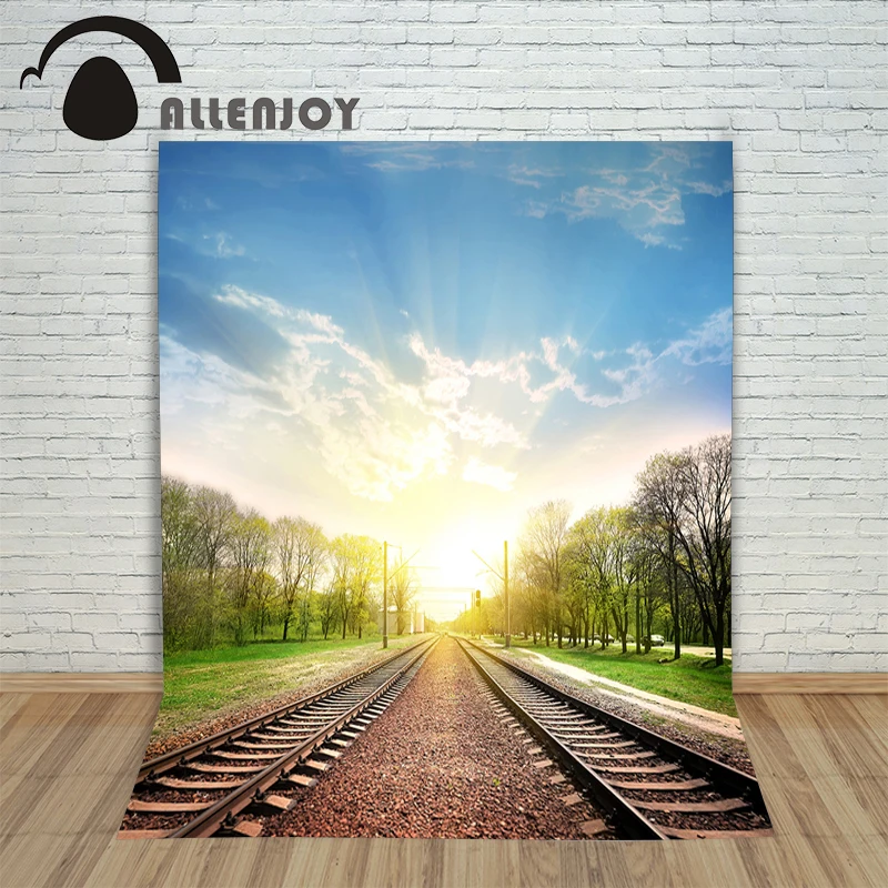 Allenjoy фоны фильм железная дорога раннее утро деревья Страна Чудес солнце элегантный спокойный фон фотостудия фотосессия