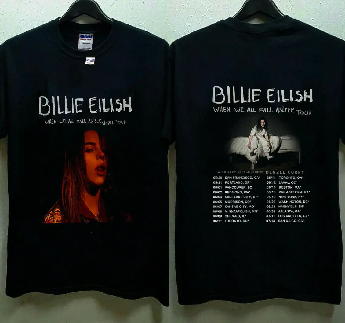 Billie Eilish World Tour 2019 с особенным гостем DENZEL Карри футболка Размер S 3XL летняя