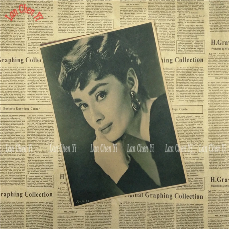 Одри Хепберн крафт бумага постер для бара/кафе ретро декор живопись настенные