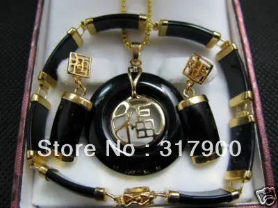 Очаровательный черный кулон ожерелье браслет серьги набор|earrings set|necklaces bracelets