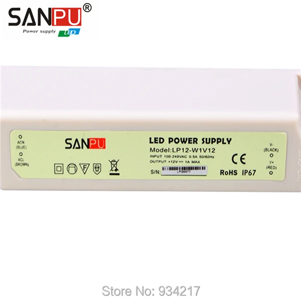SANPU SMPS Светодиодный источник питания 20 Вт 12 В 1A AC DC 100-240 в импульсный трансформатор