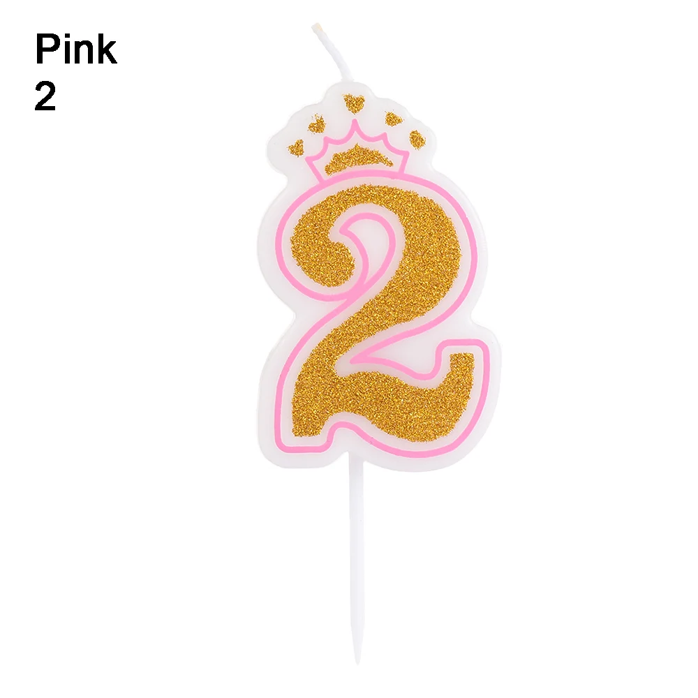 Pink-2 Новые блестящие туфли; Цвет: розовый, золотистый/синий 1 2 3 4 5 6 7 8 9 0 коронный номер лампы в форме свечи для детей мальчиков и девочек День рождения торт декоративные свечи - Цвет: Pink-2