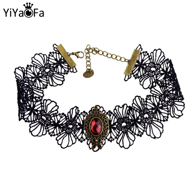 YiYaoFa готические украшения винтажное кружевное ожерелье и кулон Женские