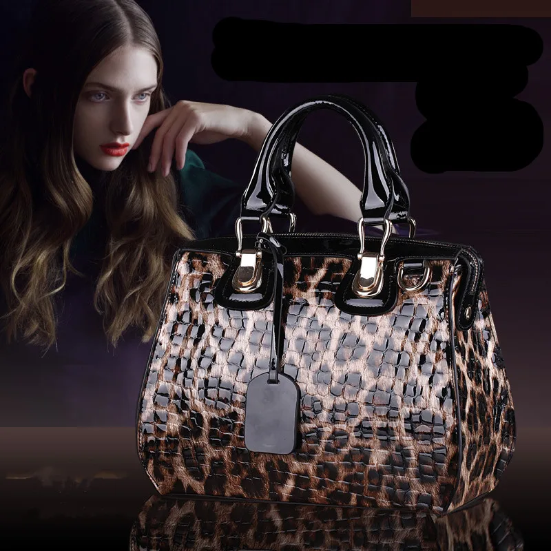 Модные женские сумки из натуральной кожи с леопардовым узором Большая сумка