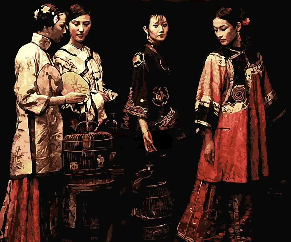 Китайская традиционная Женская гейша украшение для гостиной краска масляной