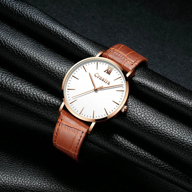 gold white brown Ультратонкие мужские наручные часы мужские часы люксовый бренд Мужские часы Бизнес Кварцевые наручные часы для мужчин Relogio Masculino - Цвет: gold white brown