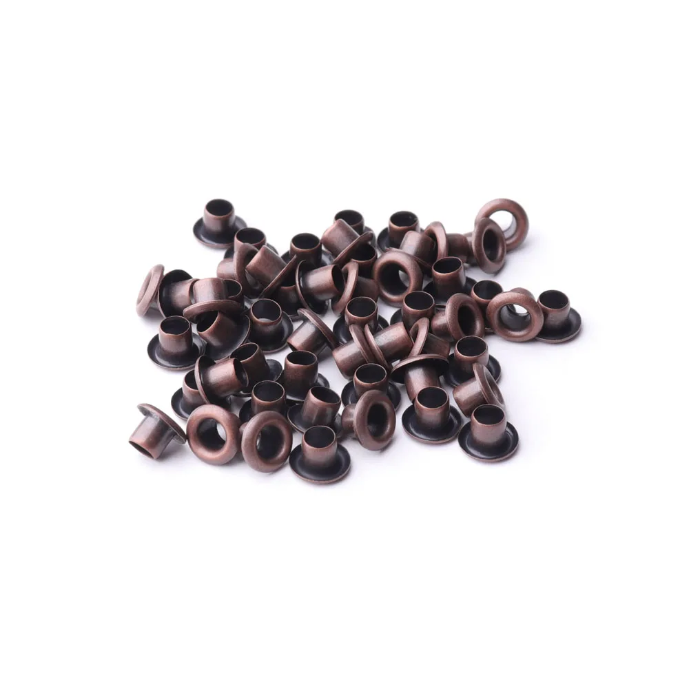 Antique Copper 100 шт/партия ушко с шайбой Кожа ремесло ремонт втулки одежды аксессуары - Цвет: Antique Copper