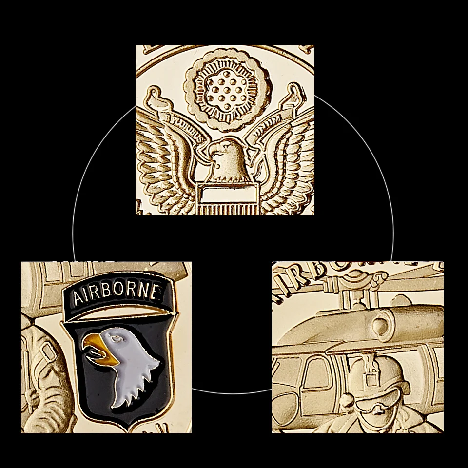 США армия 101st Воздушная дивизия позолоченный военный вызов Токен Liberty Орел