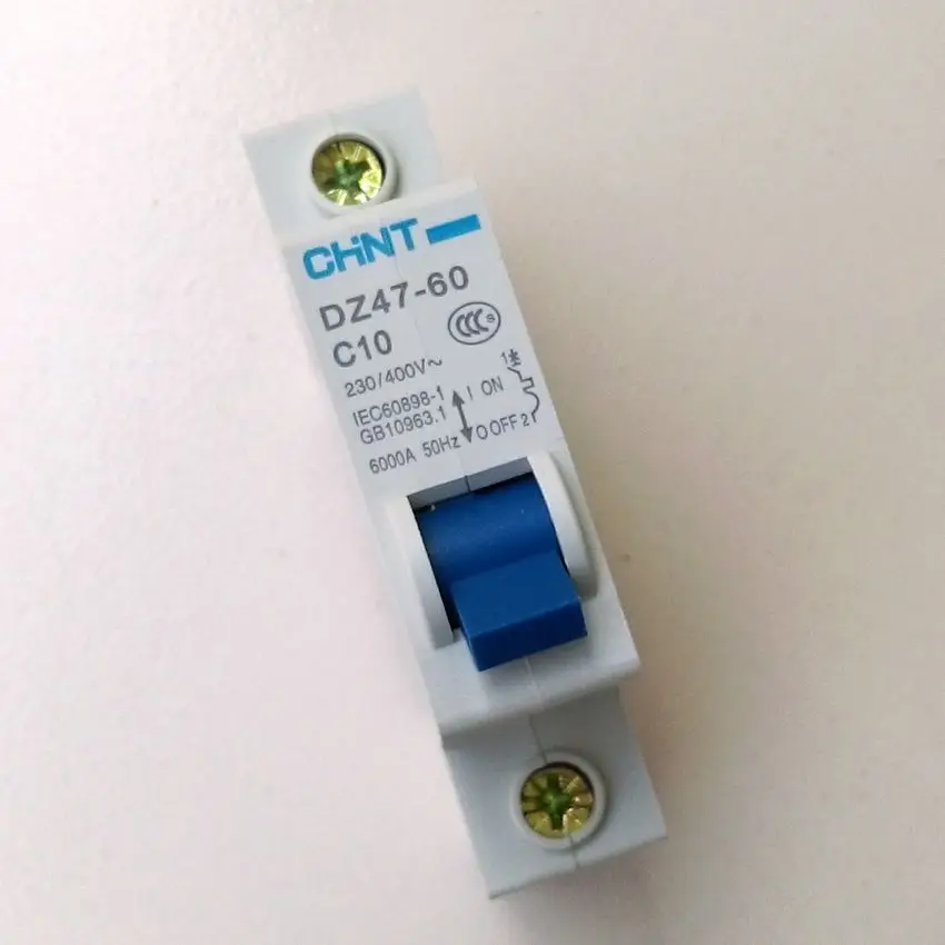 CHINT DZ47 60 C10 AC230/400 V 1 P 10A Номинальный ток полюсный миниатюрный автоматический